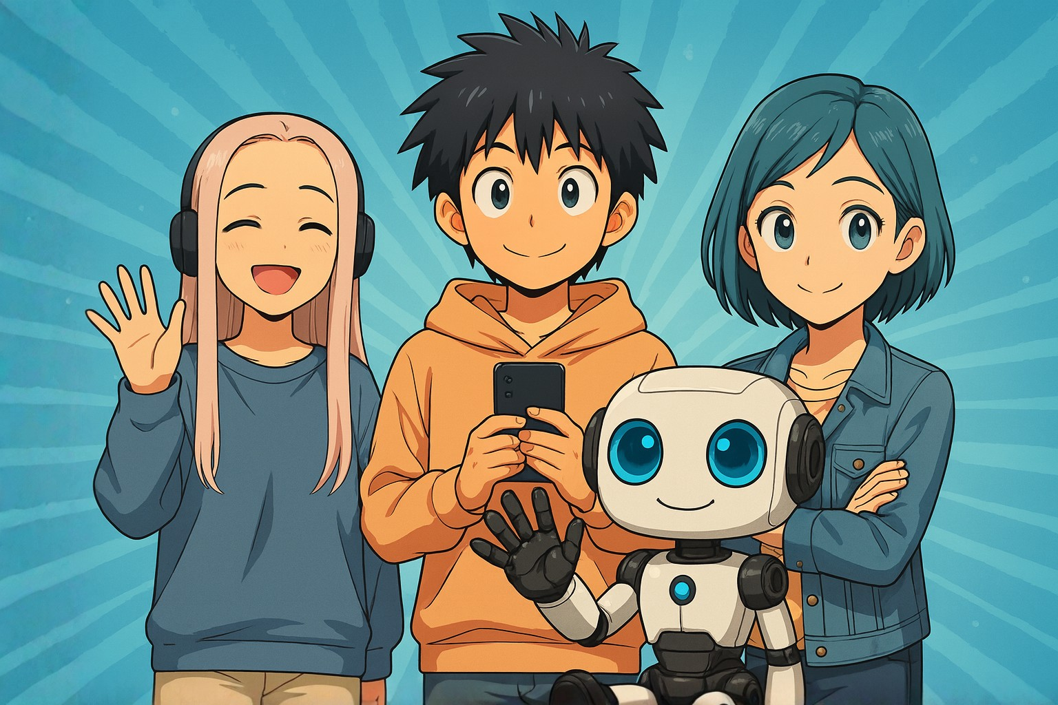 Studenti pracující s robotem